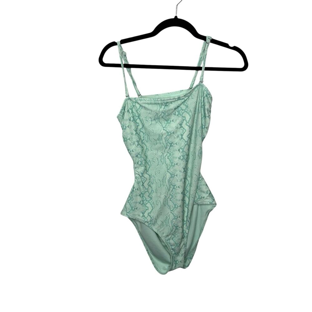 Ninety-Nine Mint Green Snakeskin Print One Piece Swimsuit Bathing Suit Sz Large